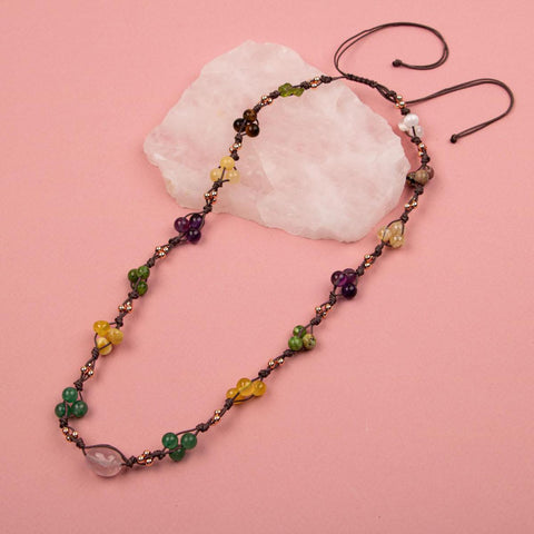 Anne Kolye Doğal Taş Rodonit-Selenit-Hematit-Kalsit-Kaplan Gözü-Sitrin-Ametist-Yeşim-Kehribar-Aventurin-Kristal Kuvars-Zebercet-Pembe Kuvars