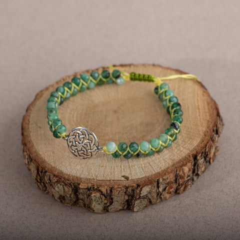 Nazar Kalkanı Zümrüt Doğal Taş Gümüş Aparat Bileklik