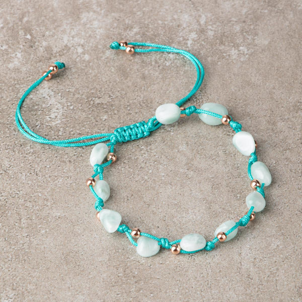 Mavi Akik Natürel Kesim Doğal Taş Makrome Bileklik