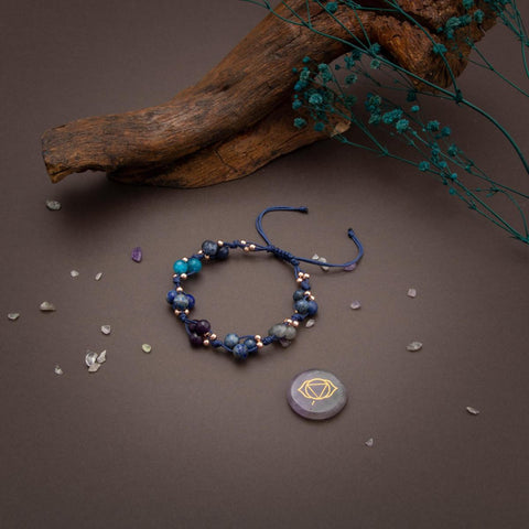 Üçüncü Göz Çakrası Doğal Taş Bileklik - Lapis-Ametist-Labradorit-Apatit-Sodalit