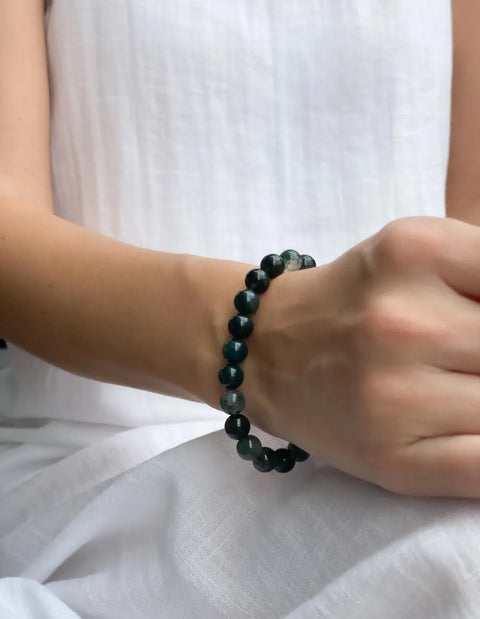 Yosunlu Akik Doğal Taş Bileklik 8mm