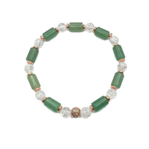 Hakiki Orijinal Aventurin - 6mm Necef - Hematit Doğal Taş Misinalı Bileklik